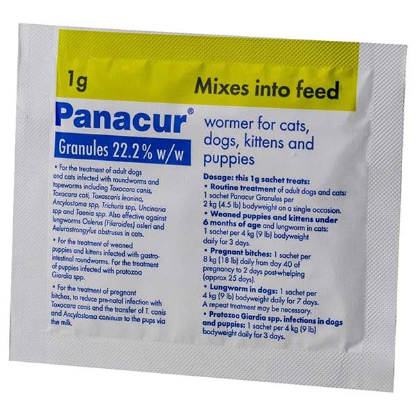Panacur 22% Granules 1.0g (100pk) for Cat-Dog at Petremedies